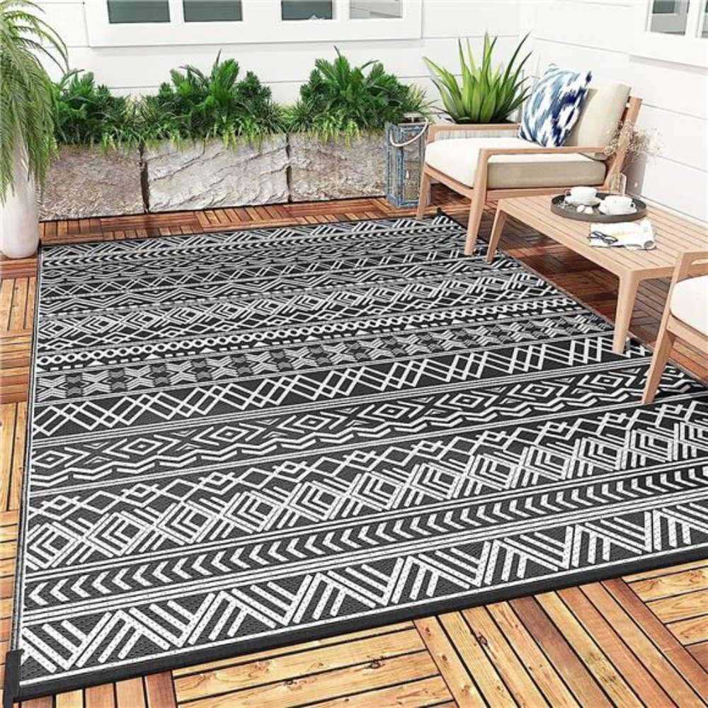 Outdoor Rug Carpet Waterproof 5x8 ft Reversible Patio Rug RV Camping Rug-Plastic